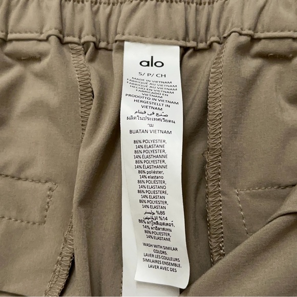 Alo High-Waist Pursuit Trouser Pants Womens Size S Regular Fit Stretch Beige - Picture 7 of 8